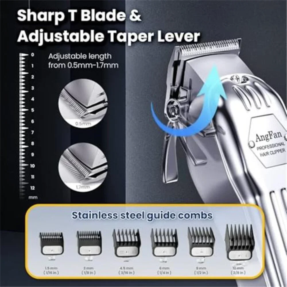 Men's Professional Hair Clipper Cordless Trimmers Set with LCD Display